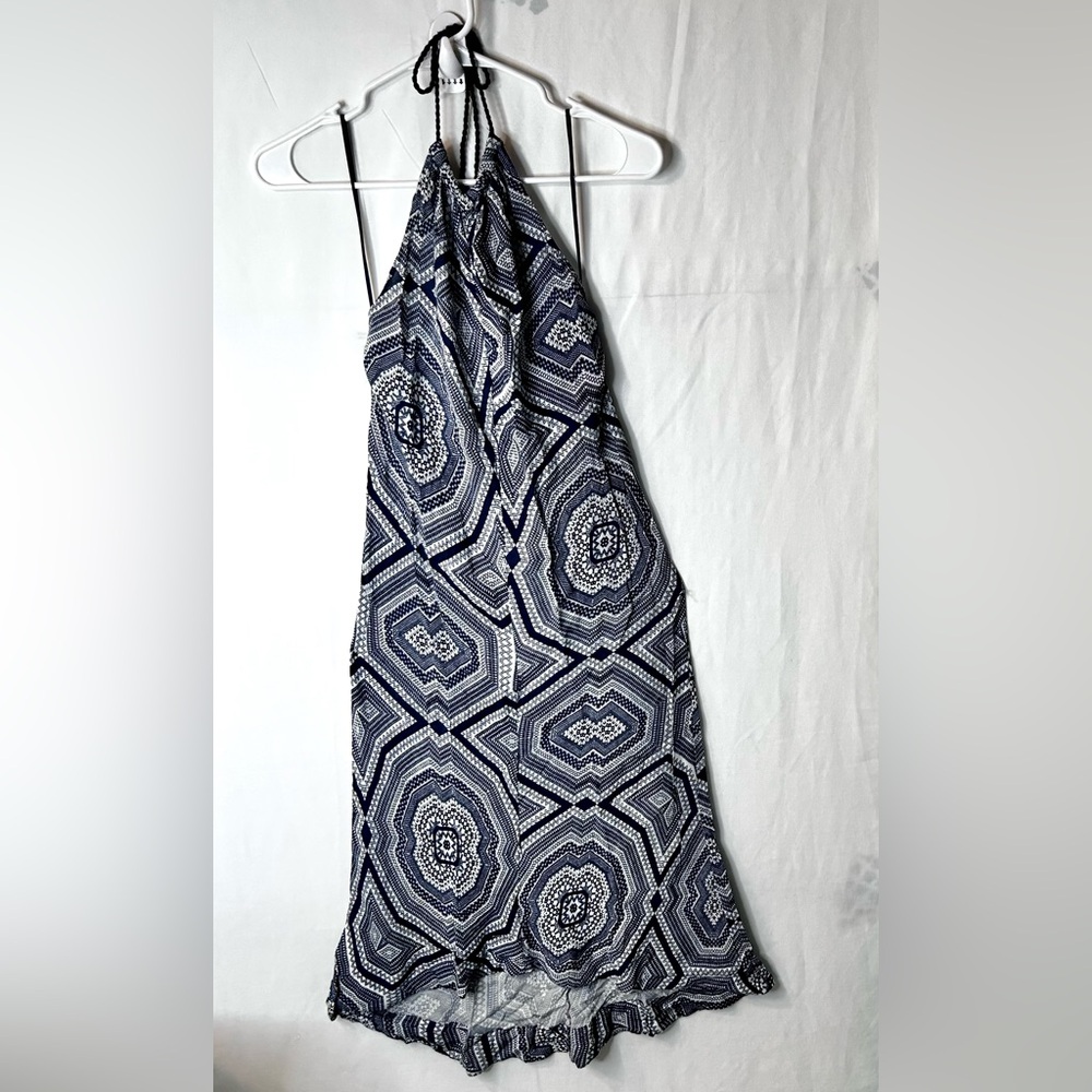 J.Crew Navy and White Geometric Halter Maxi Dress Size S